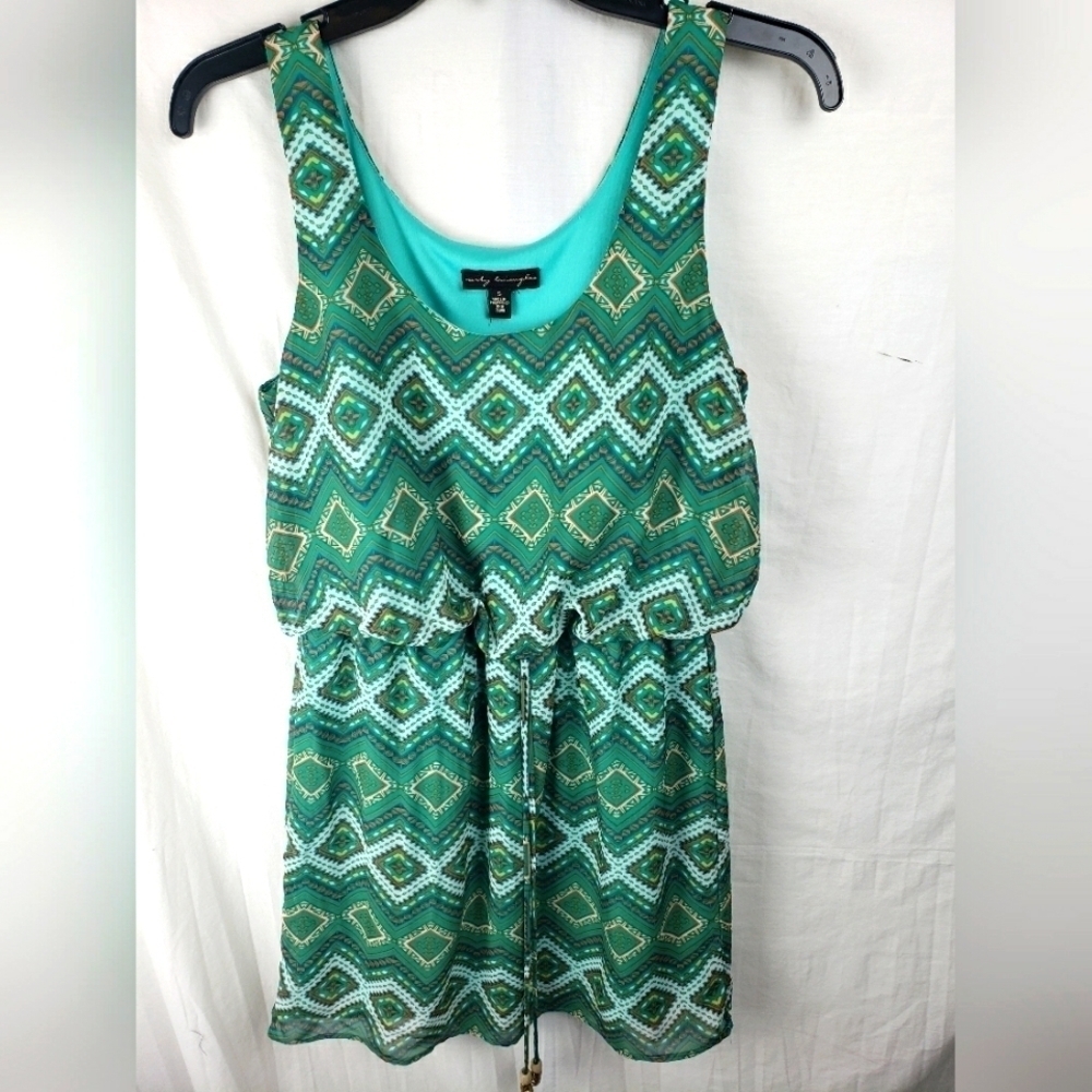 City Triangles Green Multicolored Sleeveless Dress Sz S